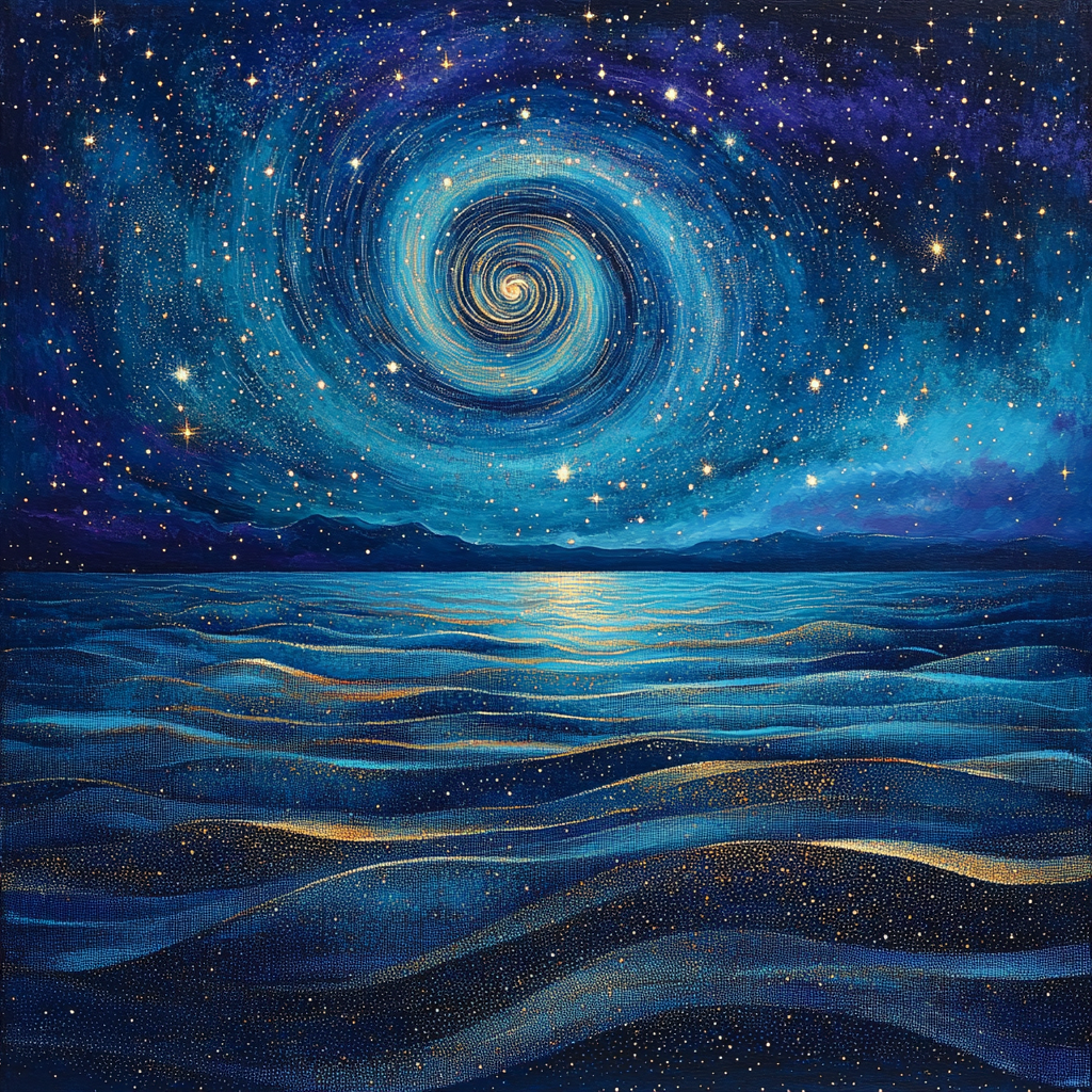 Georges Seurat Inspired Celestial Tidal Horizon Paint by numbers kits