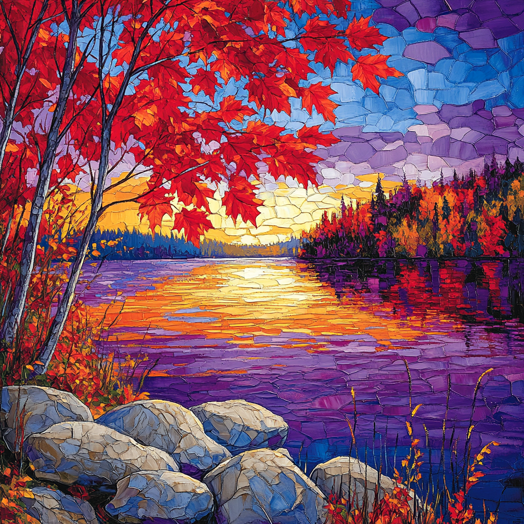 A.Y. Jackson Inspired Maple Screen At Dusk Paint by numbers kits