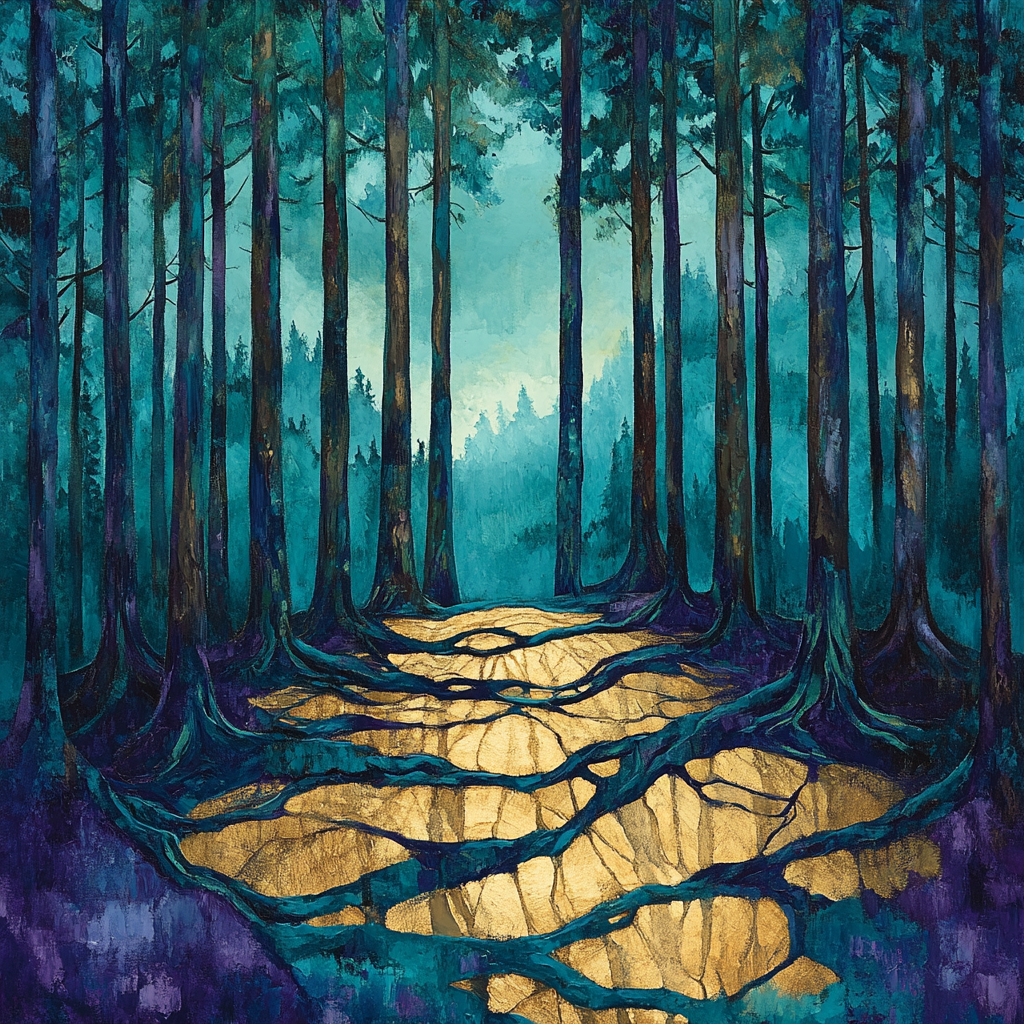 Emily Carr Inspired Cathedral Grove Of Towering Cedars paint by color