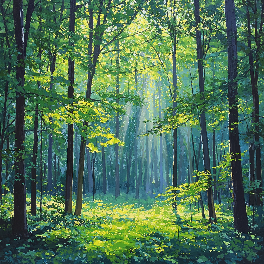 Georges Seurat Inspired Forest Glade Illumination Paint By Number