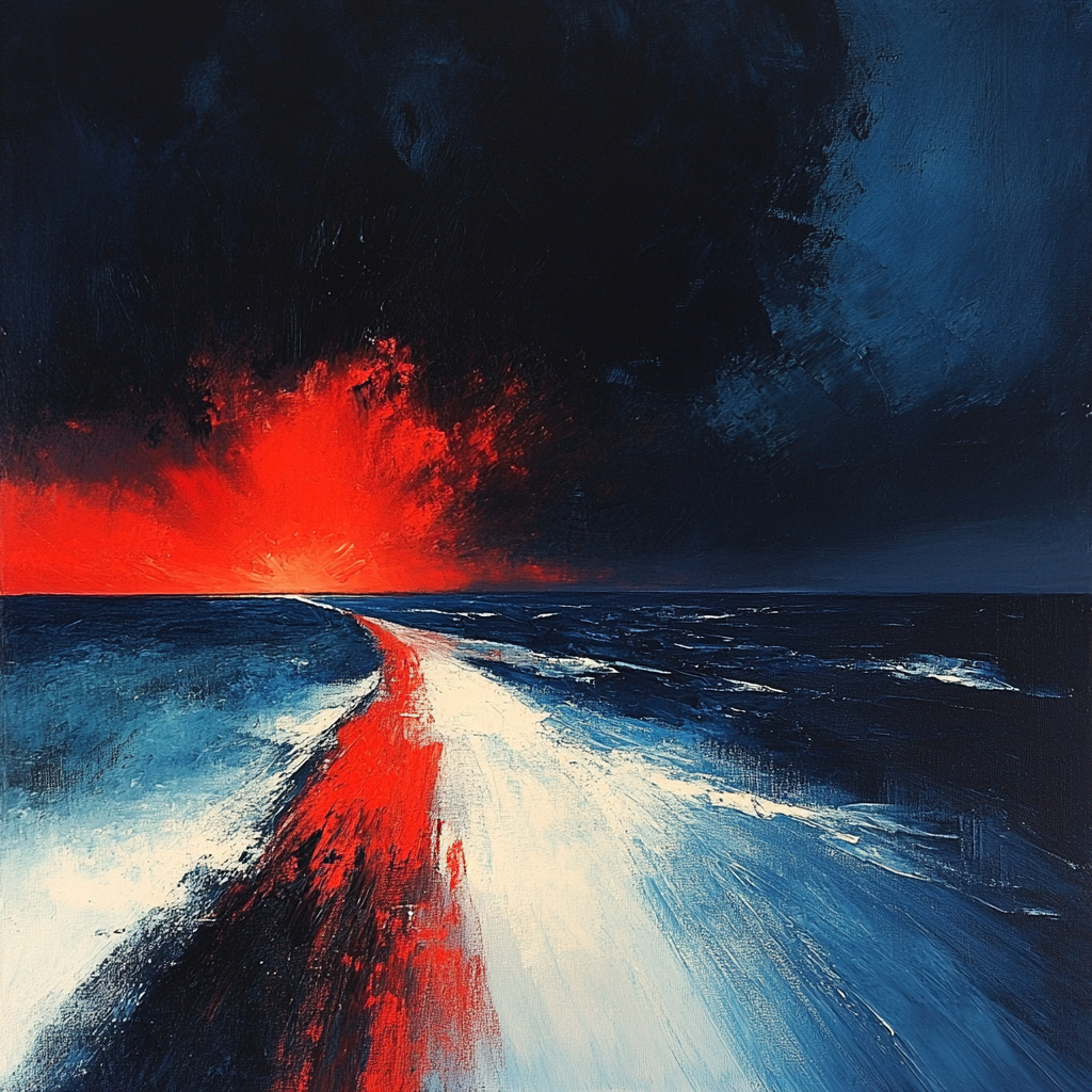 Edvard Munch Inspired Stormy Coast Paint by numbers art