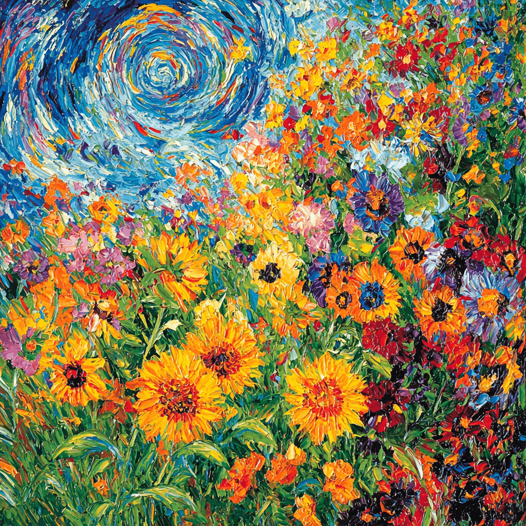 Van Gogh Inspired Exotic Floral Burst Numbered Painting Kits