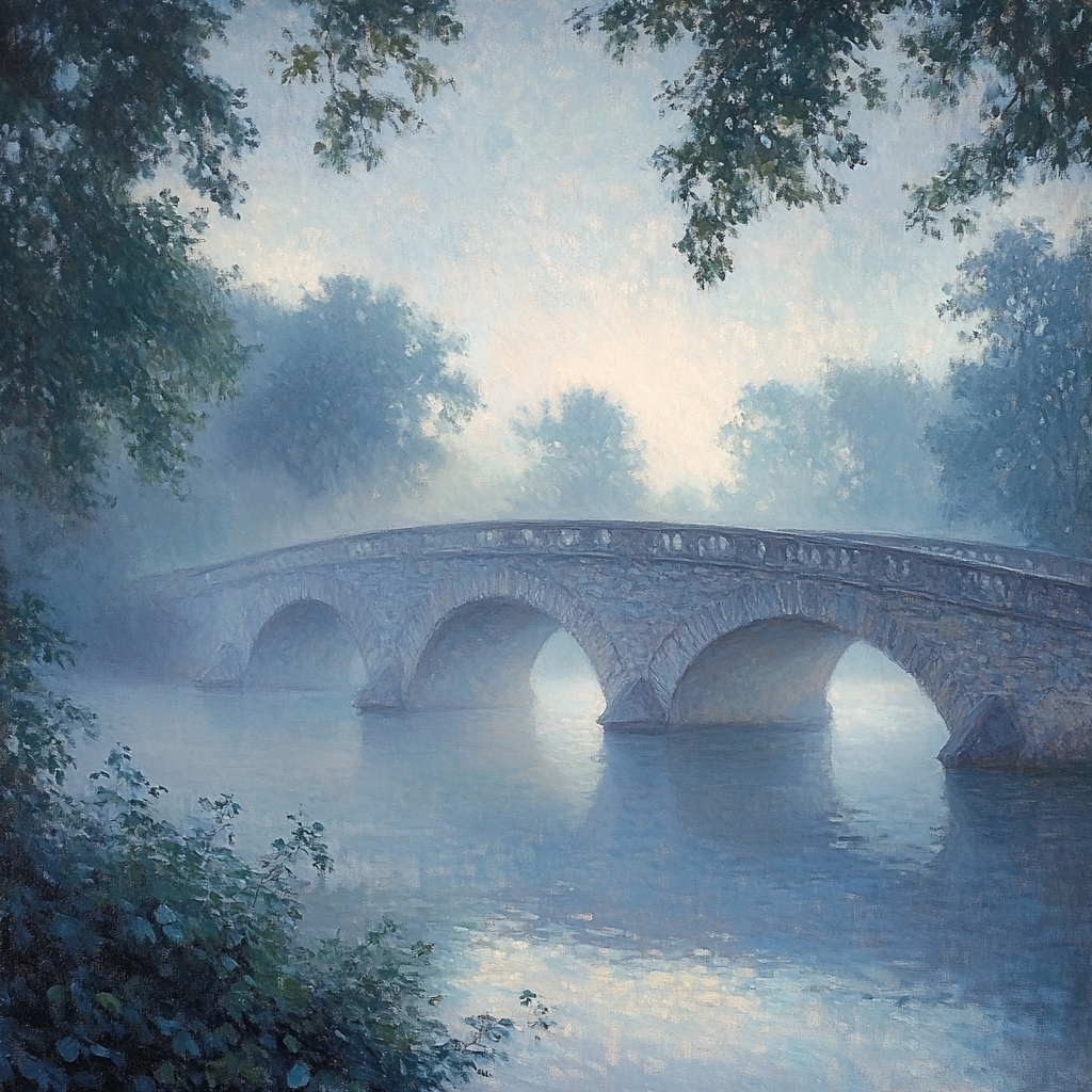 Claude Monet Inspired Foggy Morning Bridge paint by number