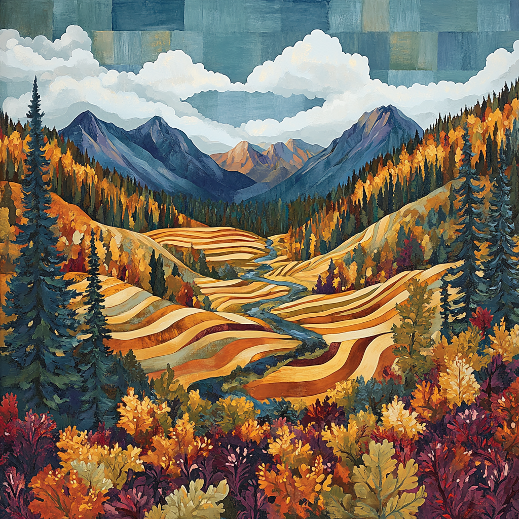 J. E. H. MacDonald Inspired Rhythmic Mountain Valley Number painting
