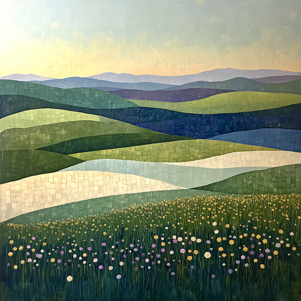 Jean-Paul Riopelle Inspired Twilight Mosaic Meadow paint by number