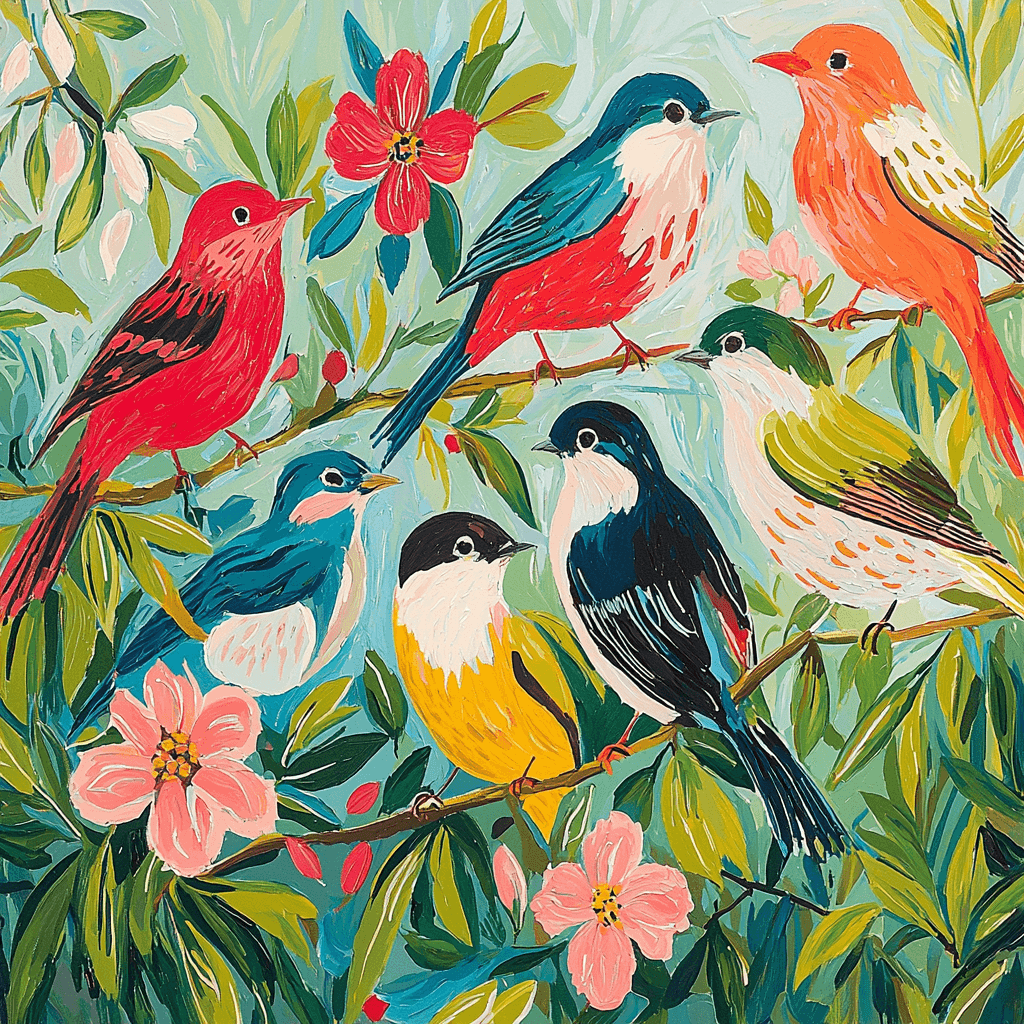 Henri Matisse Inspired Whimsical Aviary Paint By Numbers