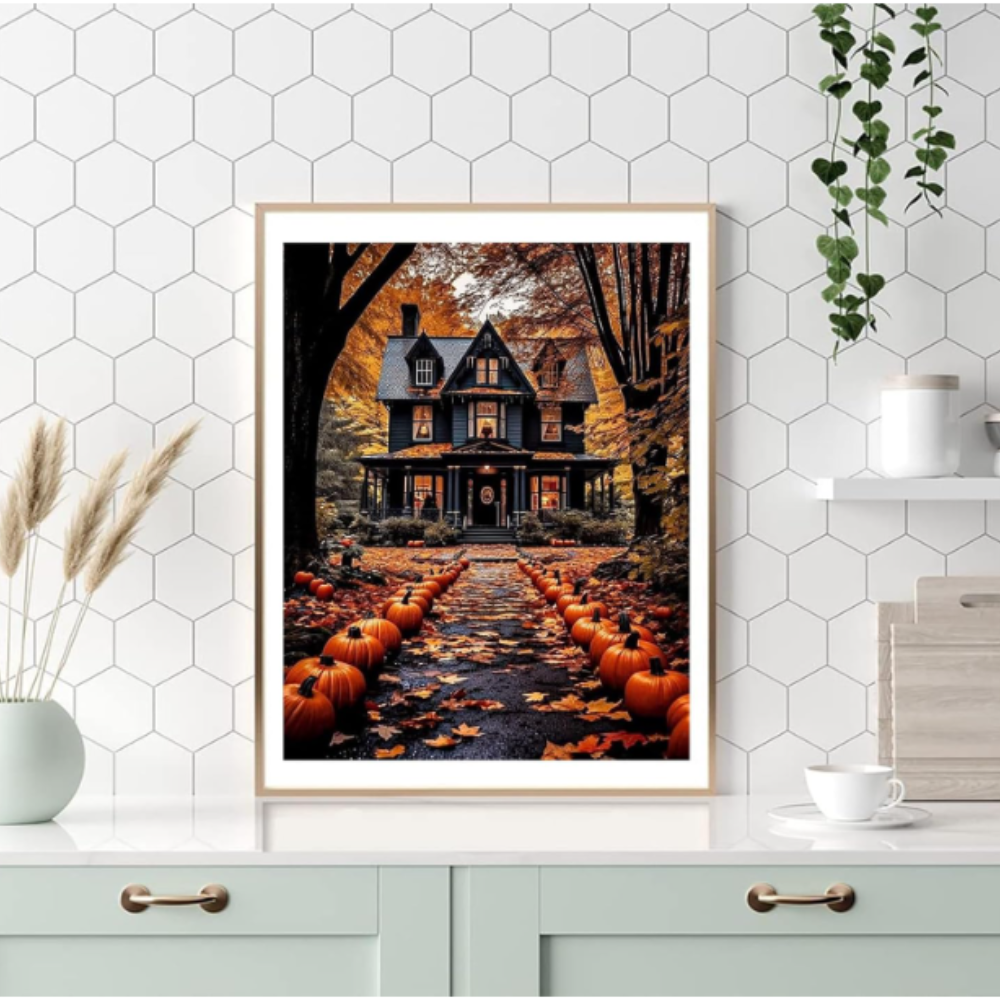 Halloween House Landscape Paint by Numbers Kit for Home Wall Decor