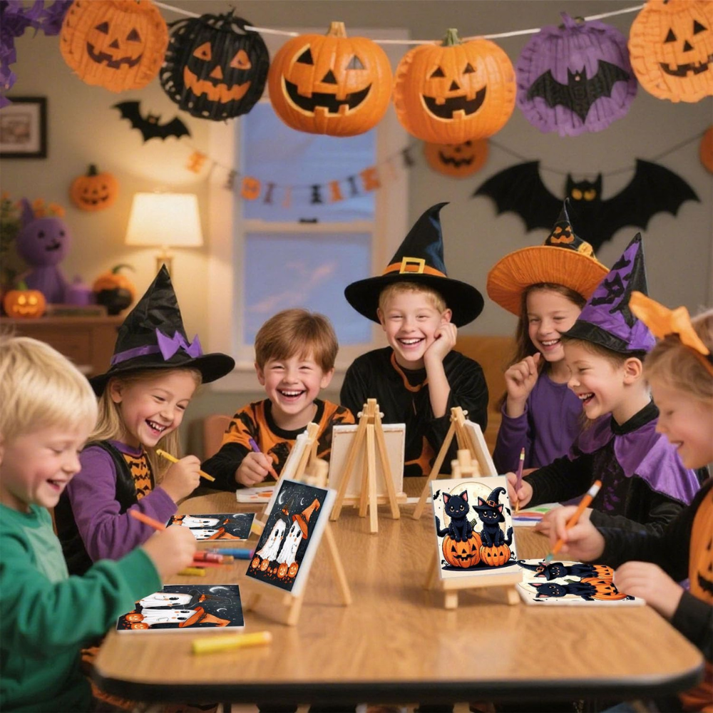 2 Pack Paint By Numbers Kit For Kids With Frame And Wooden Easel