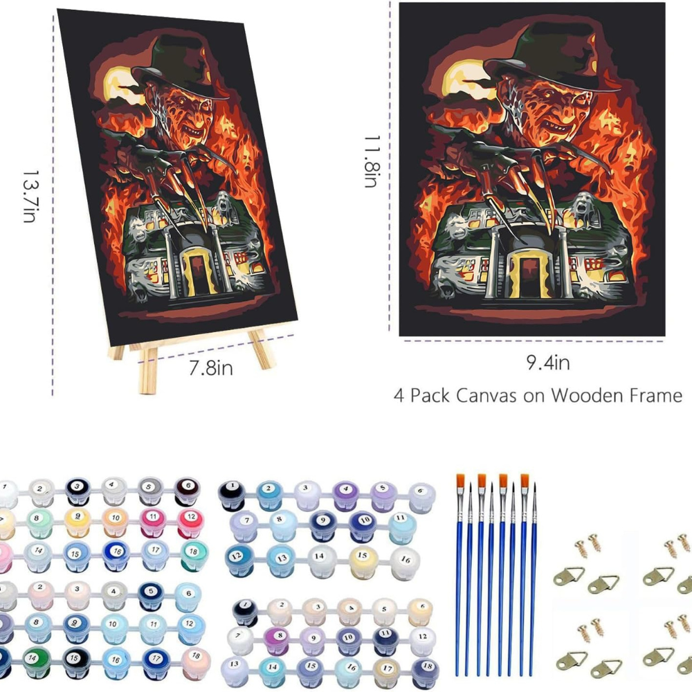 4 Pack Halloween Paint By Numbers Kit For Adults