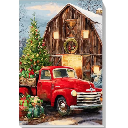 Pack Of 4 Framed Christmas Paint By Numbers Kit With Easel