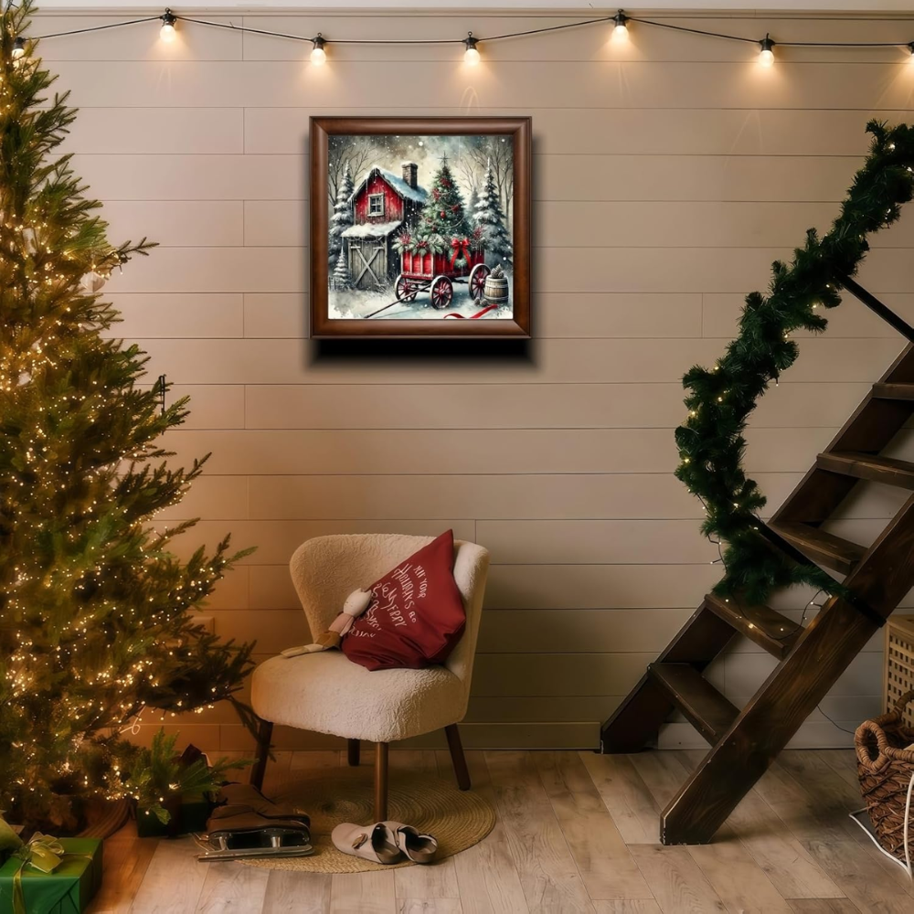 Christmas House Tree Easy Paint by Numbers Kit for Beginners