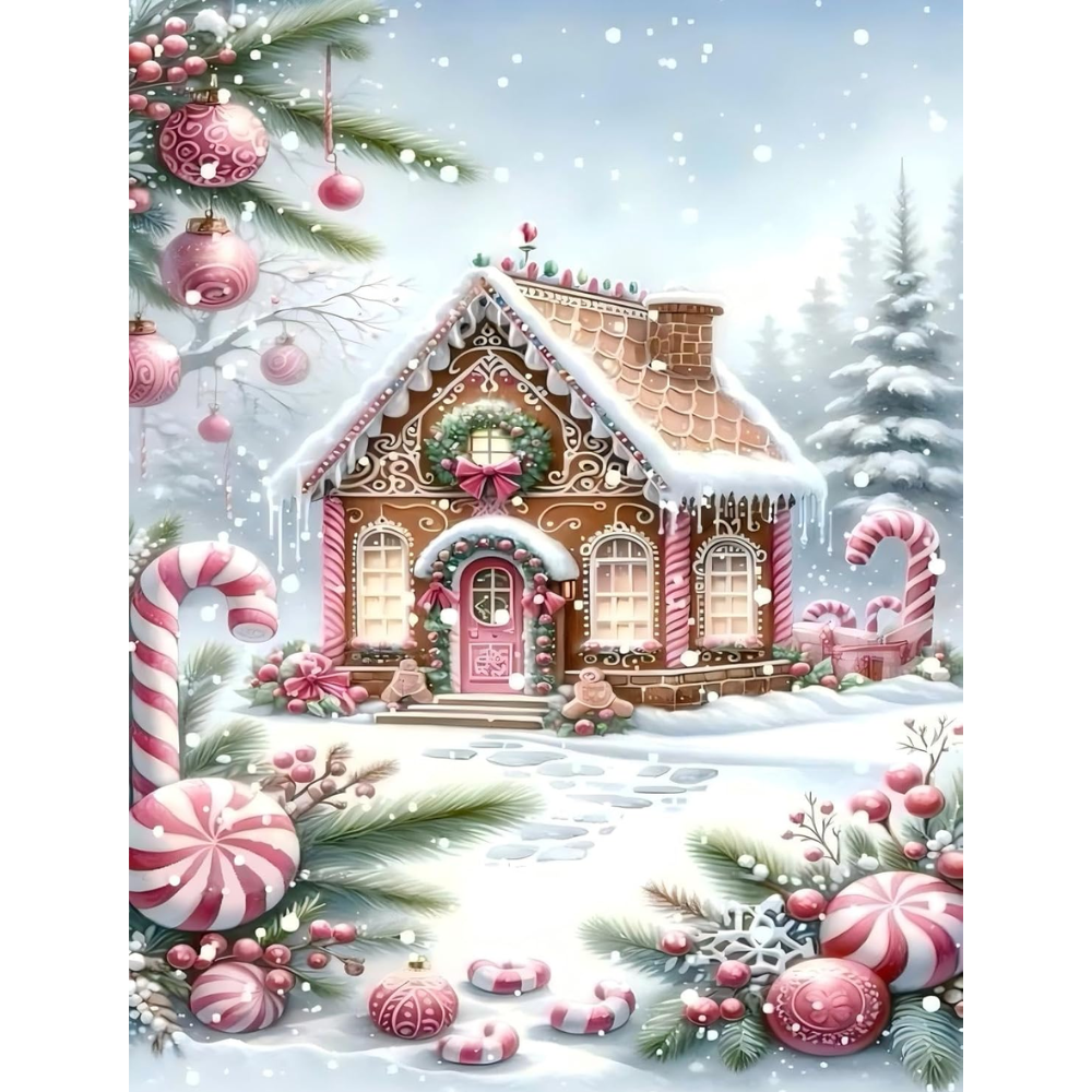Christmas Candle Paint by Numbers Kit DIY Canvas Painting Set