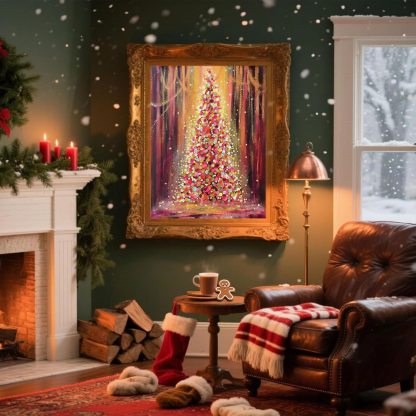 Christmas Tree Paint by Numbers DIY Canvas Kit Without Frame