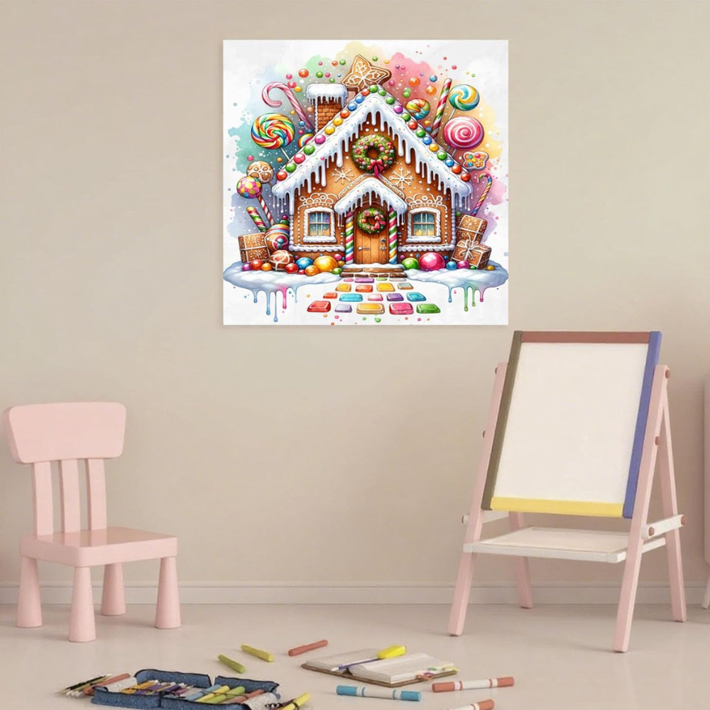 Christmas Paint by Numbers Kit with Easel Framed Canvas Set