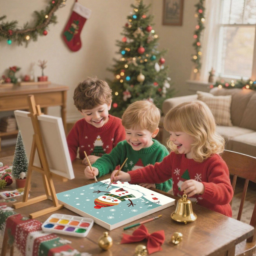 Christmas Paint by Numbers Kit for Kids with Frame and Easel