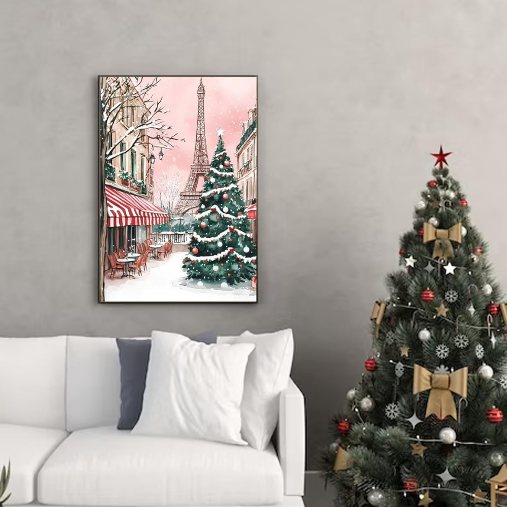Christmas Paint by Numbers Kit Winter DIY Canvas Set Without Frame