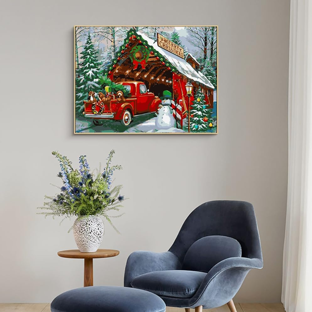 Christmas Paint by Numbers Kit with Brushes on Canvas