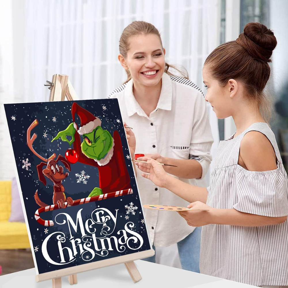 Christmas Paint by Numbers Framed Canvas Kit with Wooden Easel