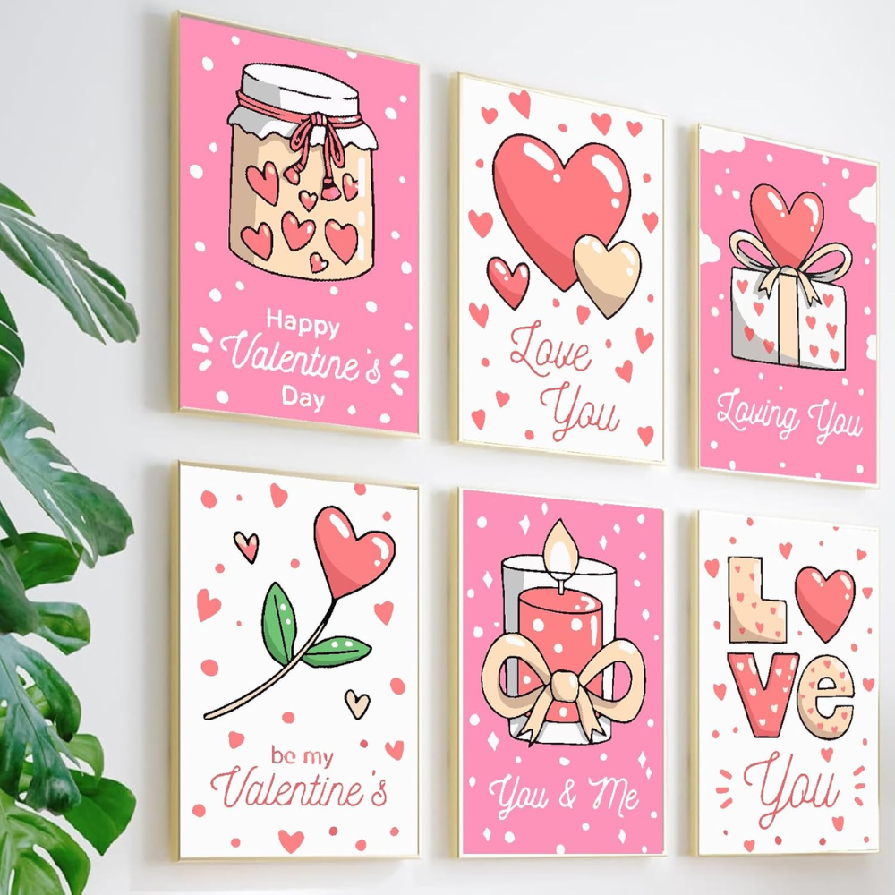 6 Pack Valentine's Day Paint by Numbers Kit for Adults