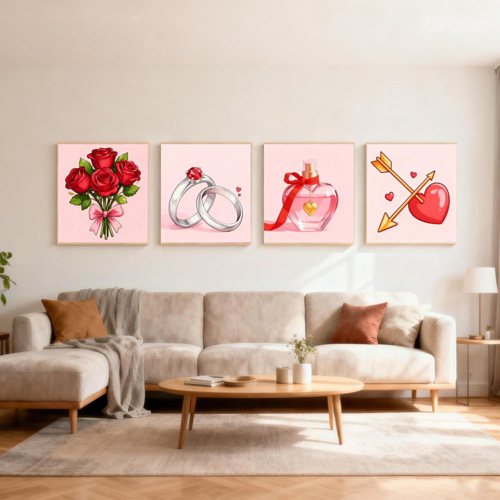 4 Pack Framed DIY Paint by Numbers Kit for Adults Beginner