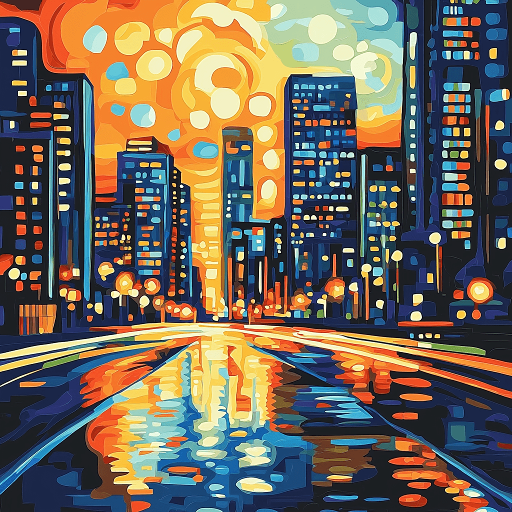 Wassily Kandinsky Inspired Modernist Twilight Boulevard Paint By Numbers