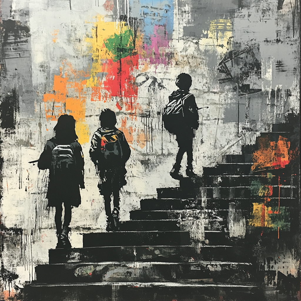 Banksy Inspired Urban Street Scene paint by color