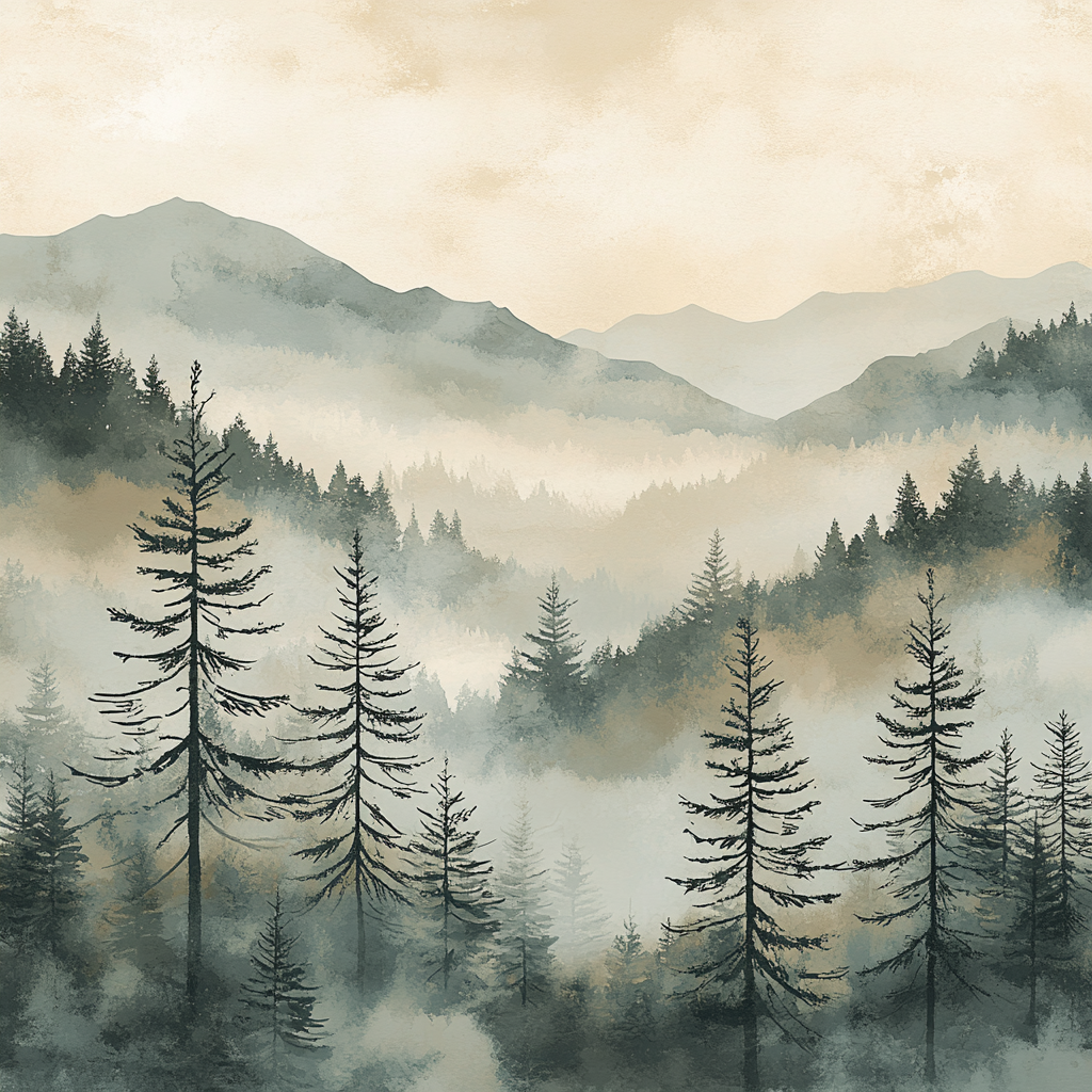 Zhao Mengfu Inspired Mist Over Scholar Pines painting number kit