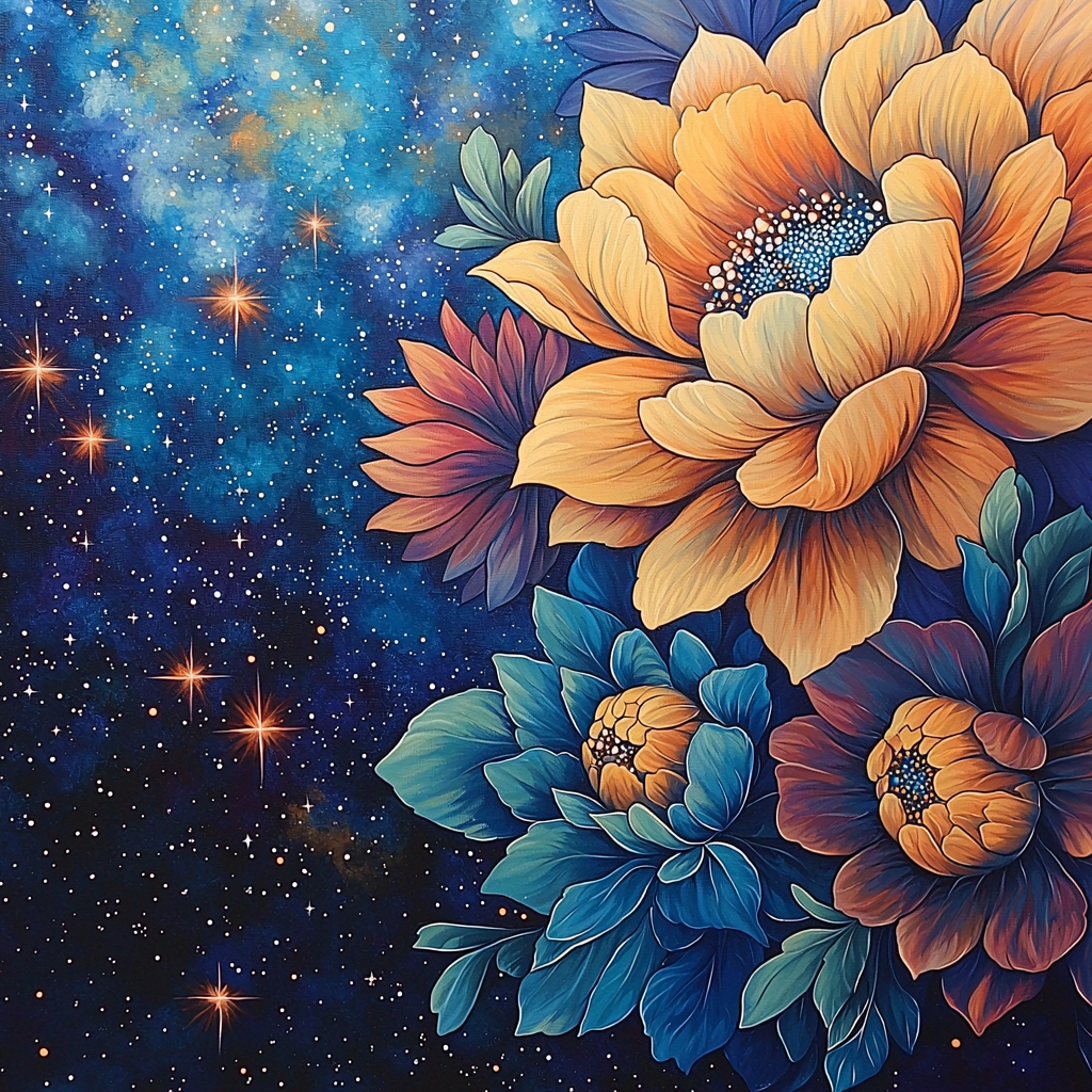 Georgia O'Keeffe Inspired Galactic Florals Painting By Numbers Kit