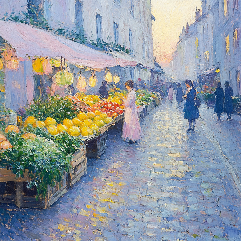 Claude Monet Inspired Morning Market paint by color