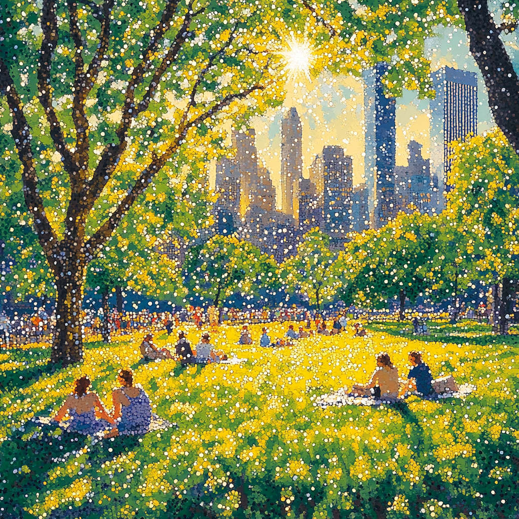 Seurat Inspired Park On A Summer Afternoon paint by numbers