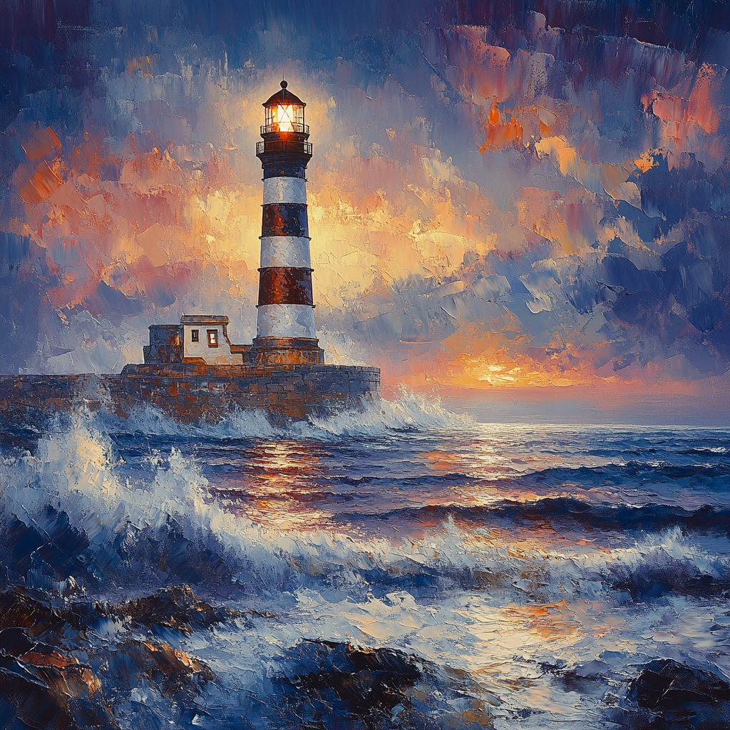J.M.W. Turner Inspired Lighthouse At Dusk Paint by numbers art