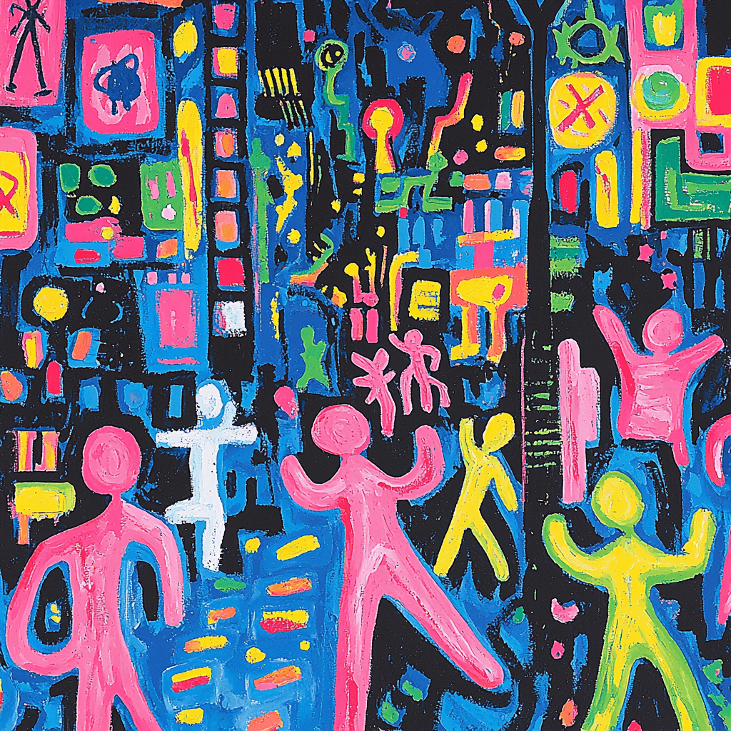 Keith Haring Inspired Neon Urban Groove Number Painting