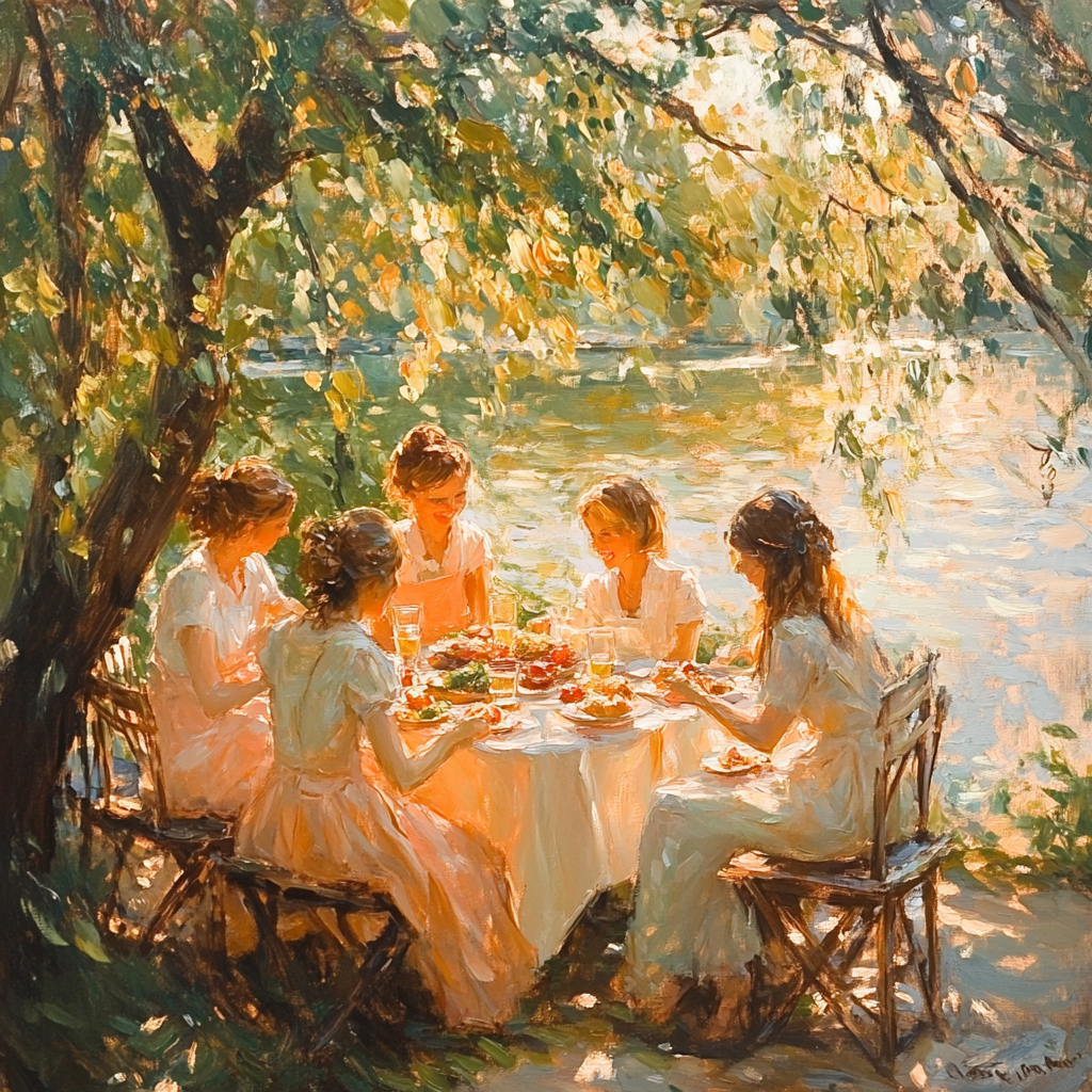 Pierre-Auguste Renoir Inspired Picnic By The River paint by numbers