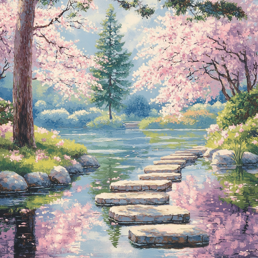 Monet Inspired Peaceful Japanese Garden painting number kit