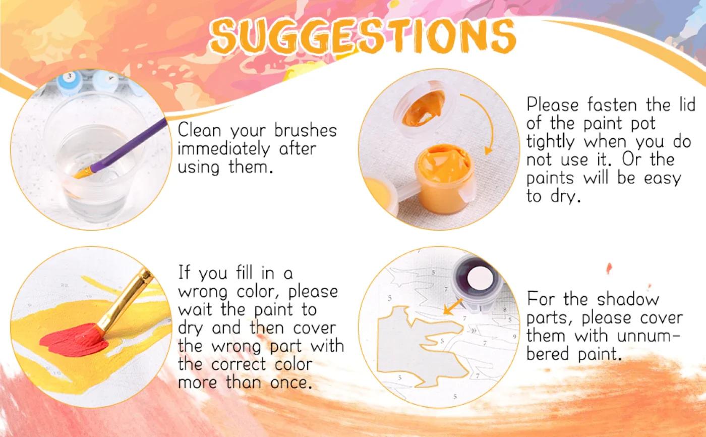 【Unframed】Happy Painting Exclusive DIY Paint by Number Kit Stress Relief Relaxation Toys Beginner Painting Kits Handicrafts with Lions Flowers & Birds Designs