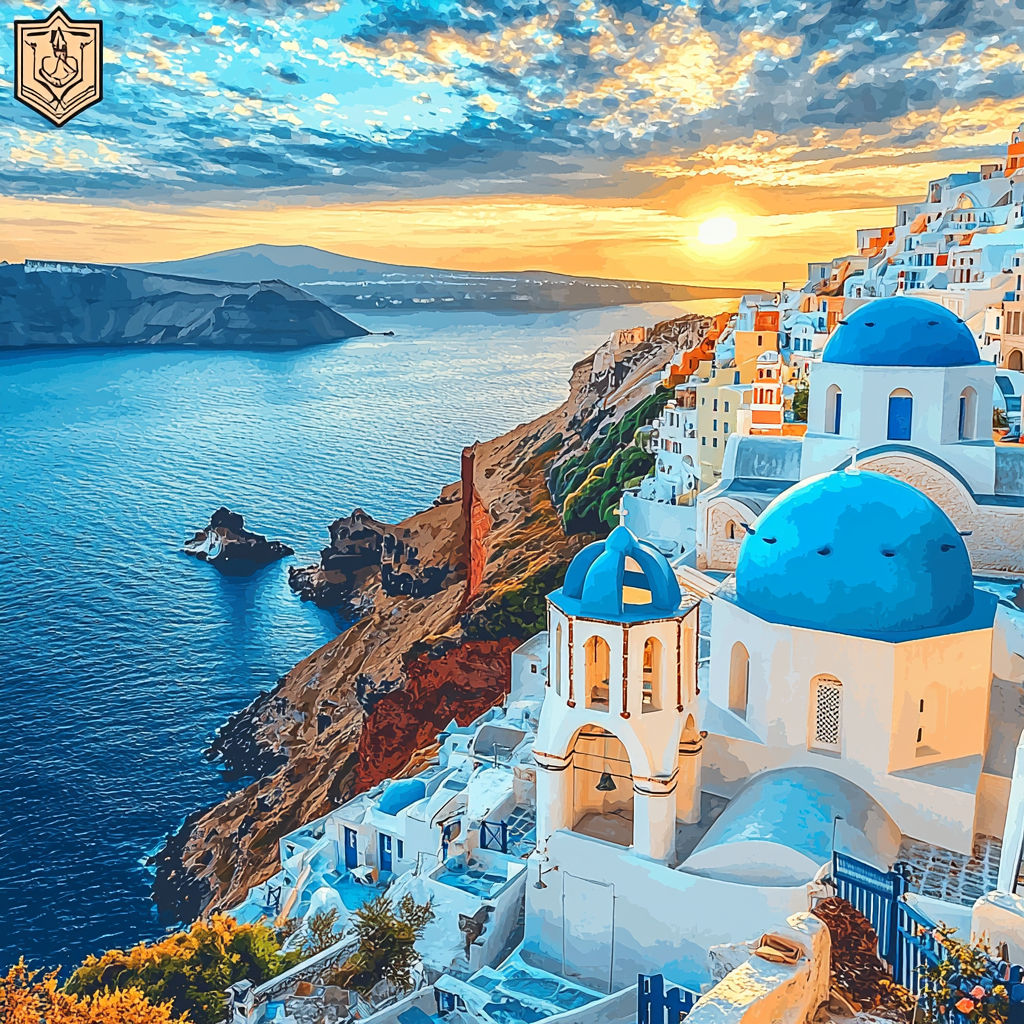 Santorini Cliffs - Greece Numbered Painting Kits