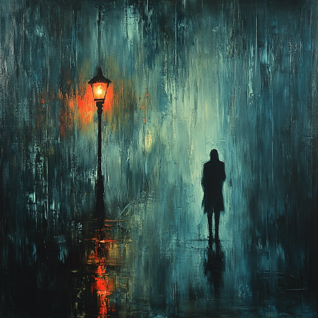 Edvard Munch Inspired Rainy Street paint by color