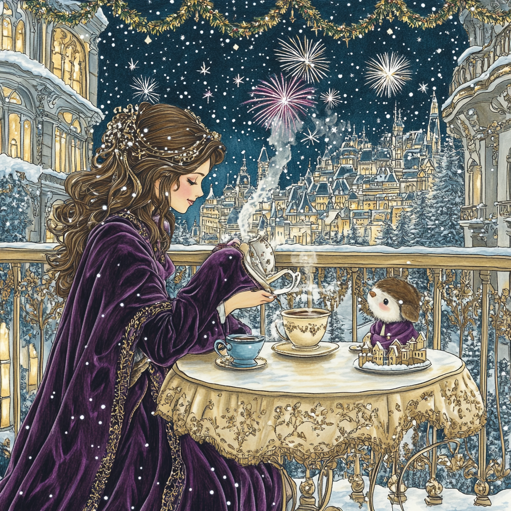 Winter Starlight Tea With Princess paint by numbers