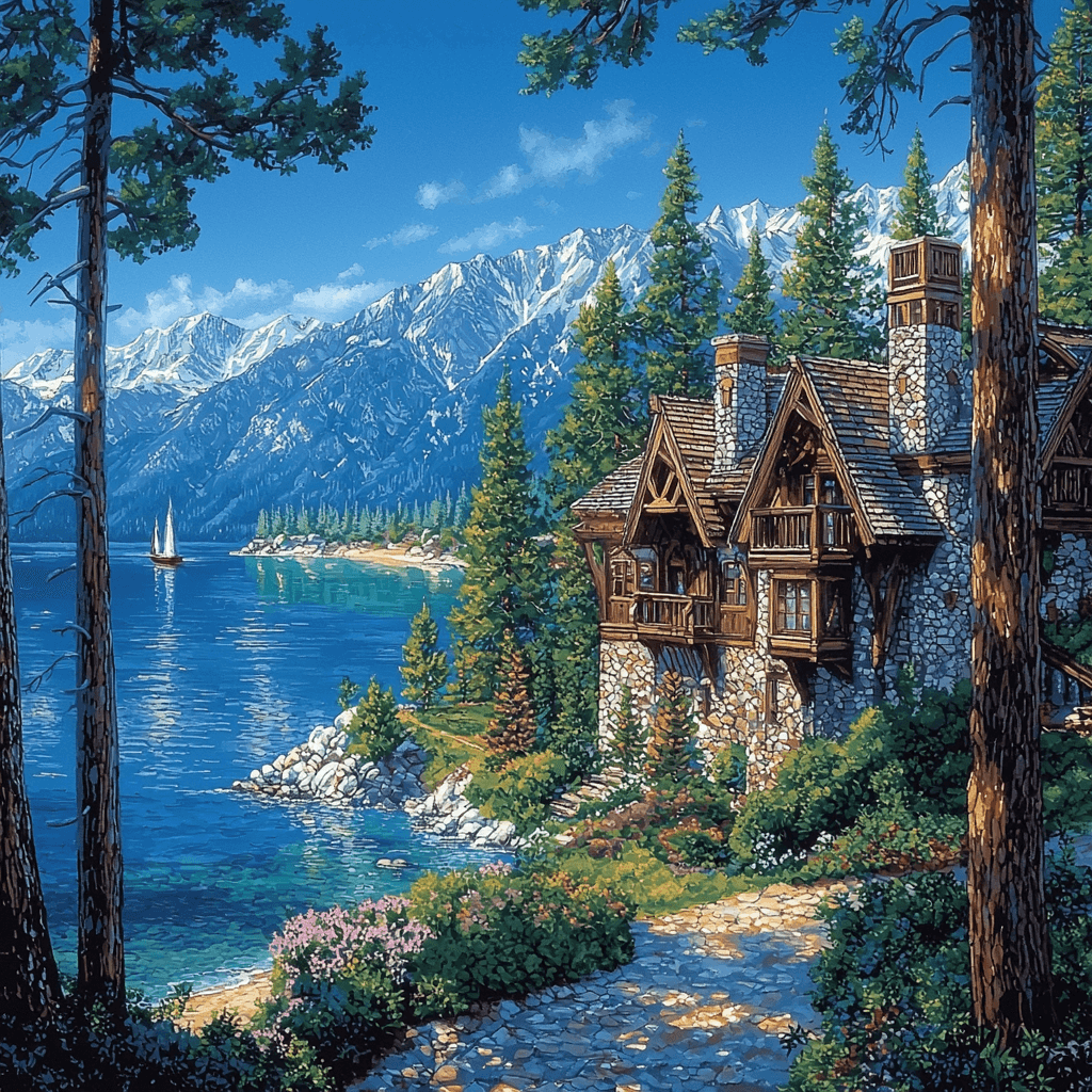 Vikingsholm Castle In Lake Tahoe Paint By Numbers Kits