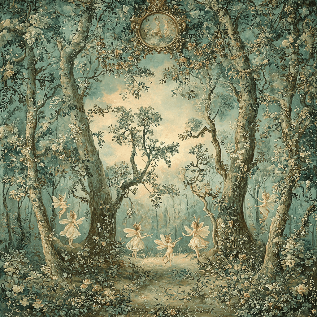 Jean-Honoré Fragonard Inspired Rococo Woodland Fairies Number Painting