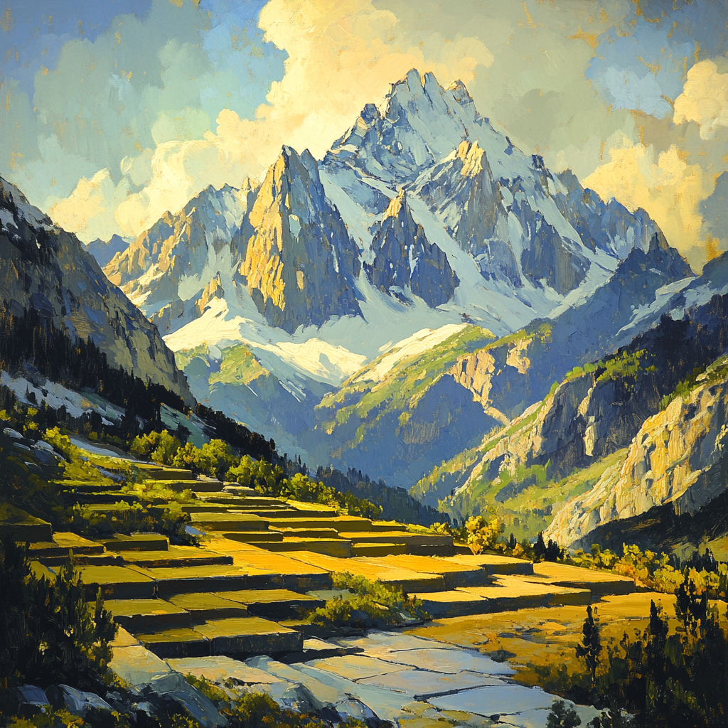 Paul Cézanne Inspired Mountain Geometry Number painting