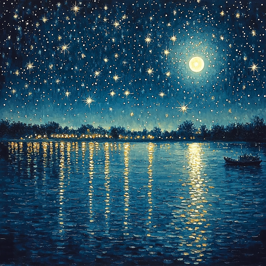 Georges Seurat Inspired Nocturnal Illumination Numbered Painting Kits