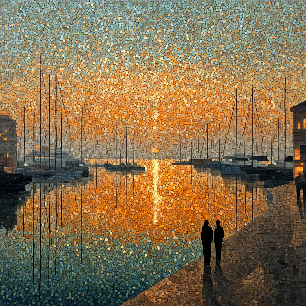 Seurat Inspired Morning Harbor paint by color