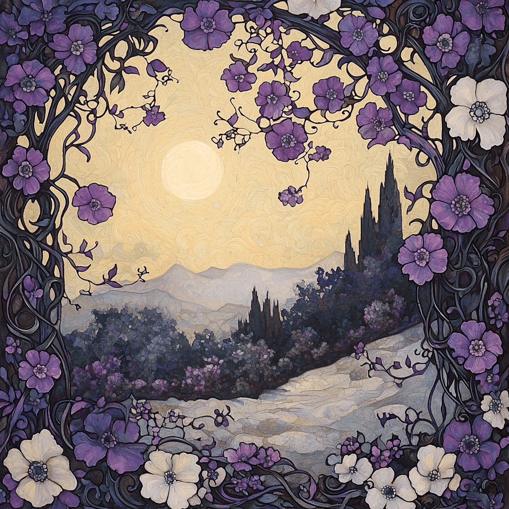 Alphonse Mucha Inspired Twilight Flora Paint By Color