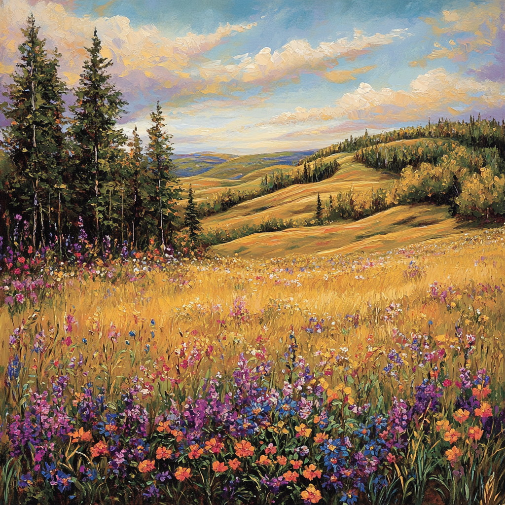 J. E. H. MacDonald Inspired Meadow Of Wildflowers Numbered painting kits