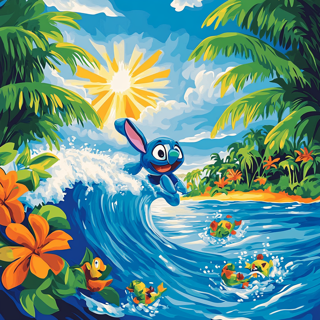 Stitchs Hawaiian Surf Adventure painting number kit