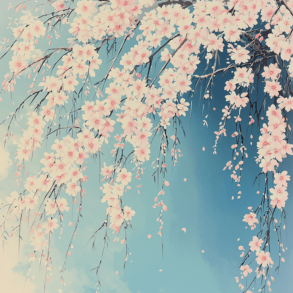 Hiroshige Inspired Whispers Of The Cherry Blossoms Number Painting