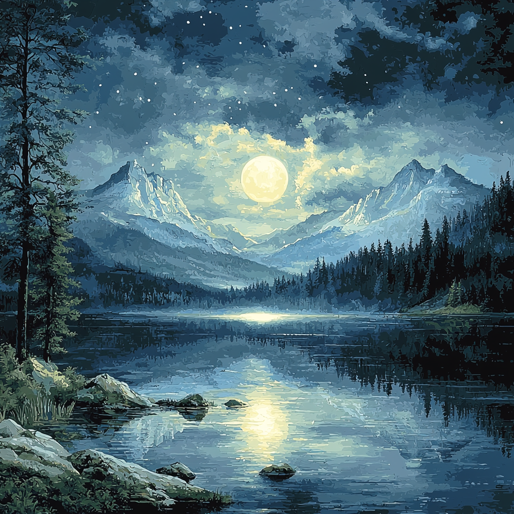 Caspar David Friedrich Inspired Moonlit Landscape Serenity Number Painting