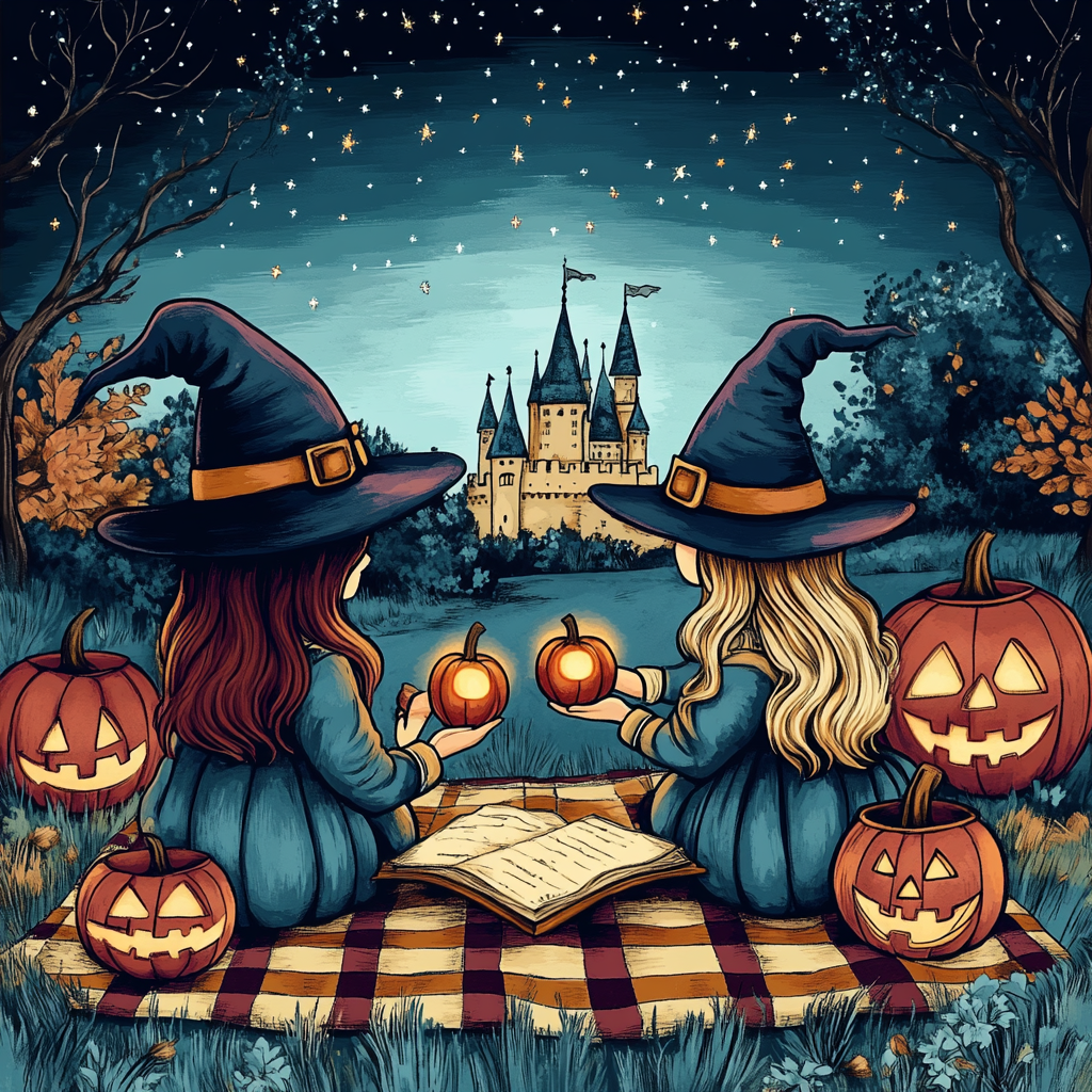 Witch Hat Starlit Picnic painting number kit