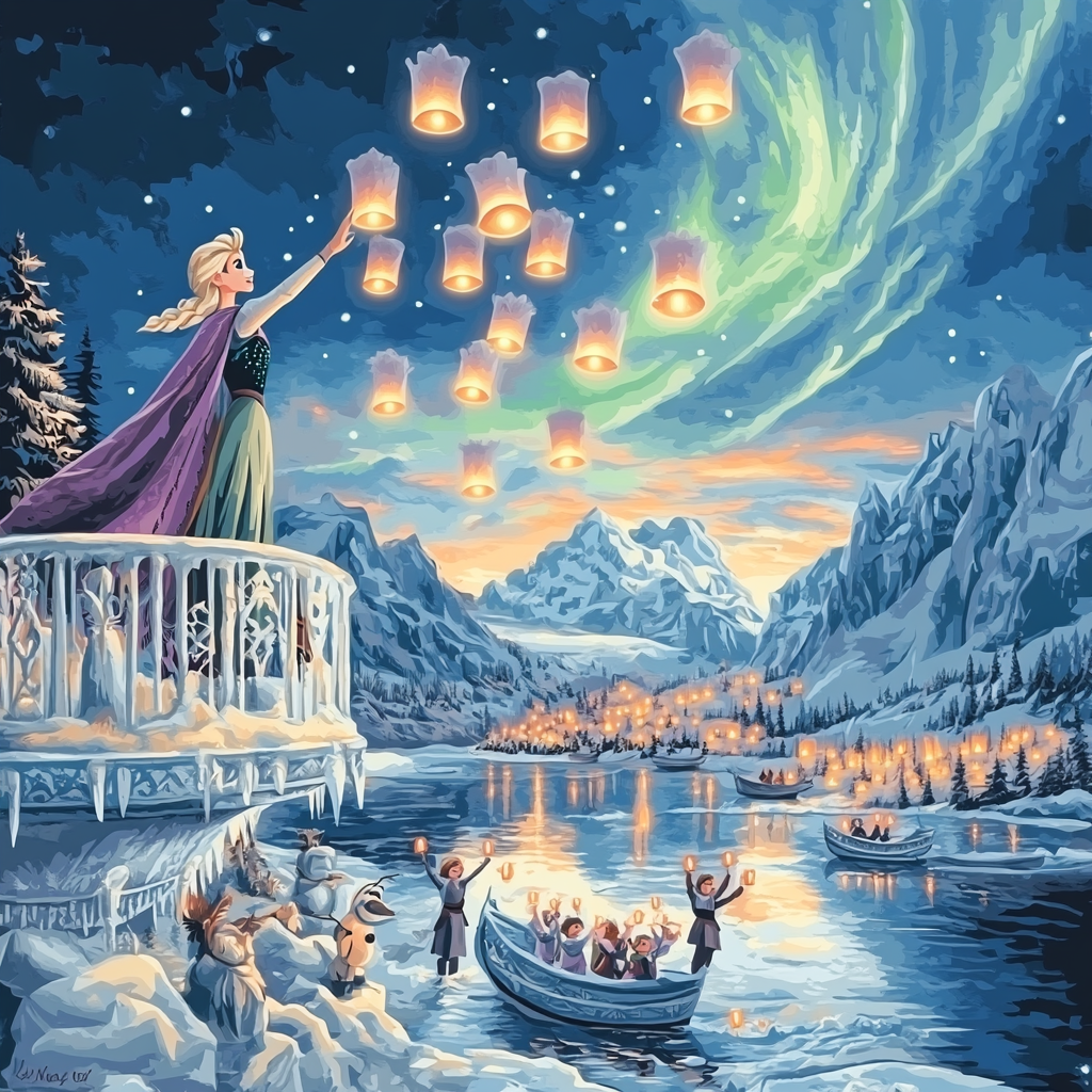 Frozen Kingdom Holiday Lanterns Paint by numbers kits